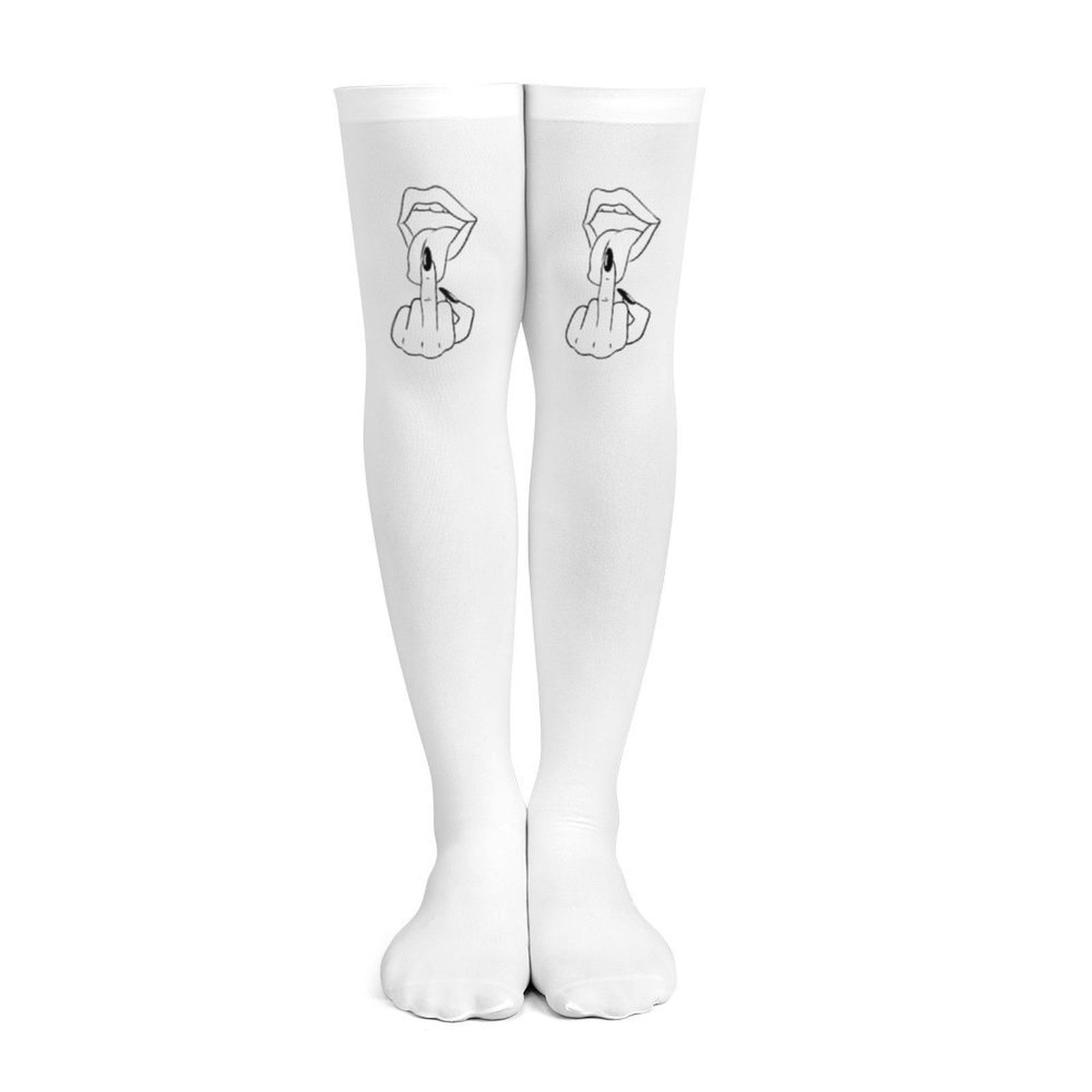 Ladies' white middle finger, r - огляд і ціна Knee High Sock Women