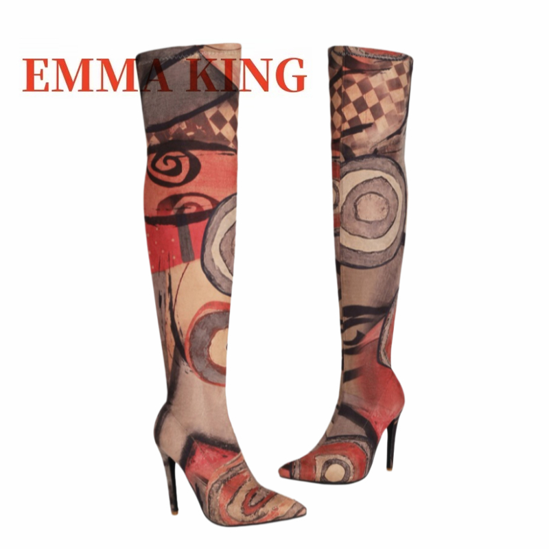 Women's Art Print Thigh High B - огляд і ціна Knee High Sock Women