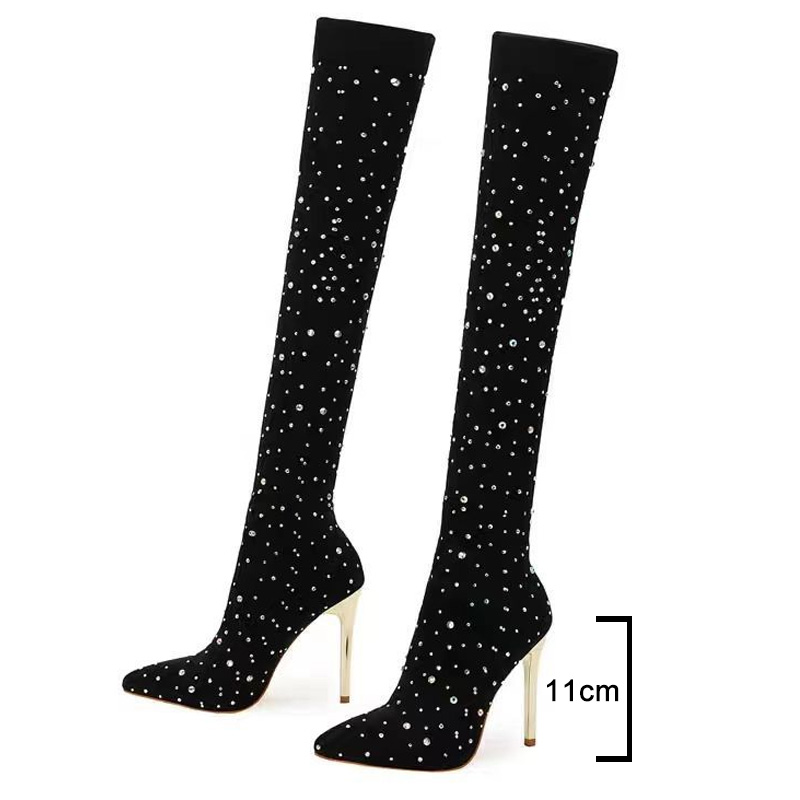 Rhinestone Slim Leg Stretch So - огляд і ціна Knee High Sock Women